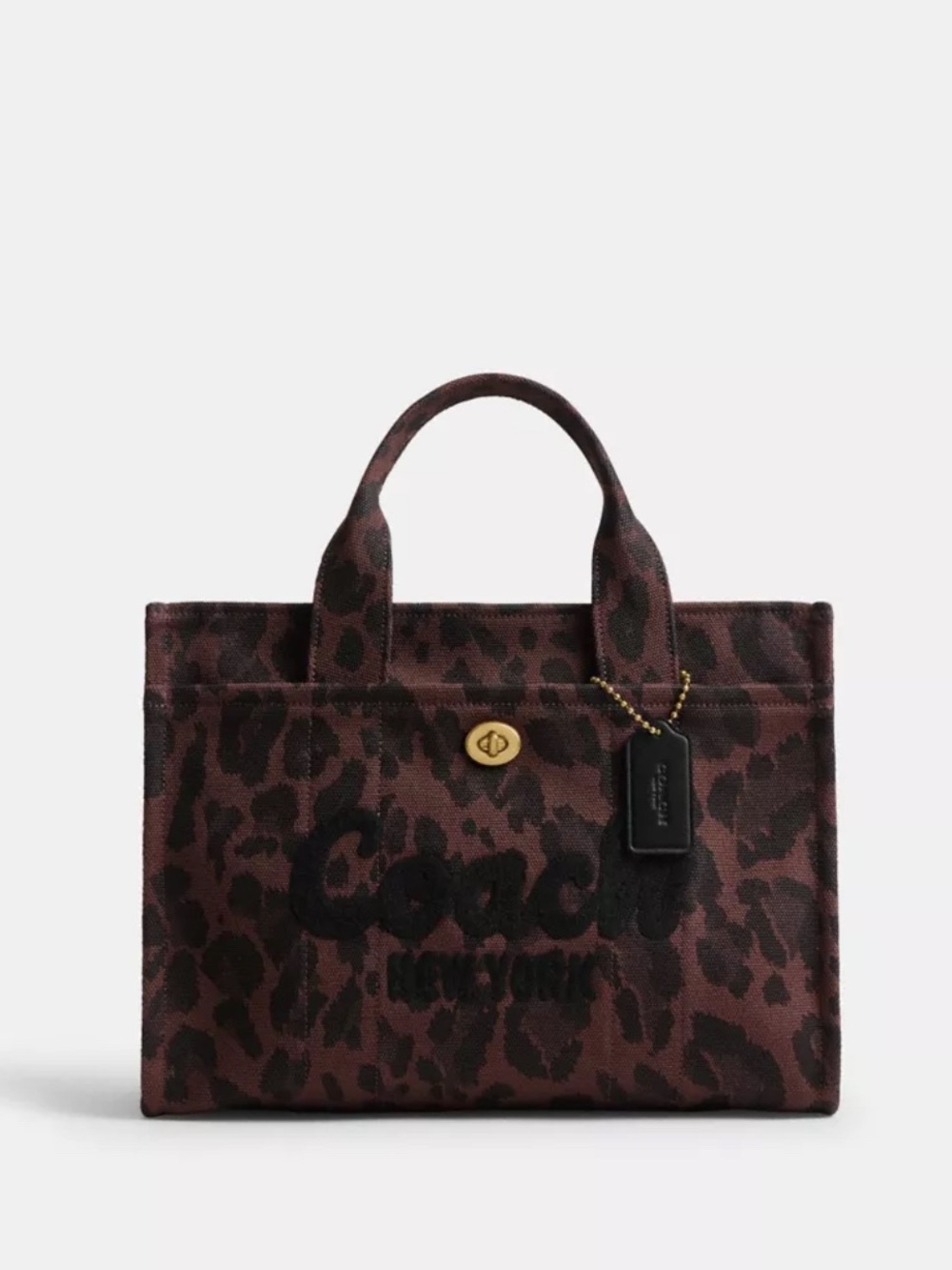 Coach Brown and Black Leopard Canvas Mini Tote Sz20